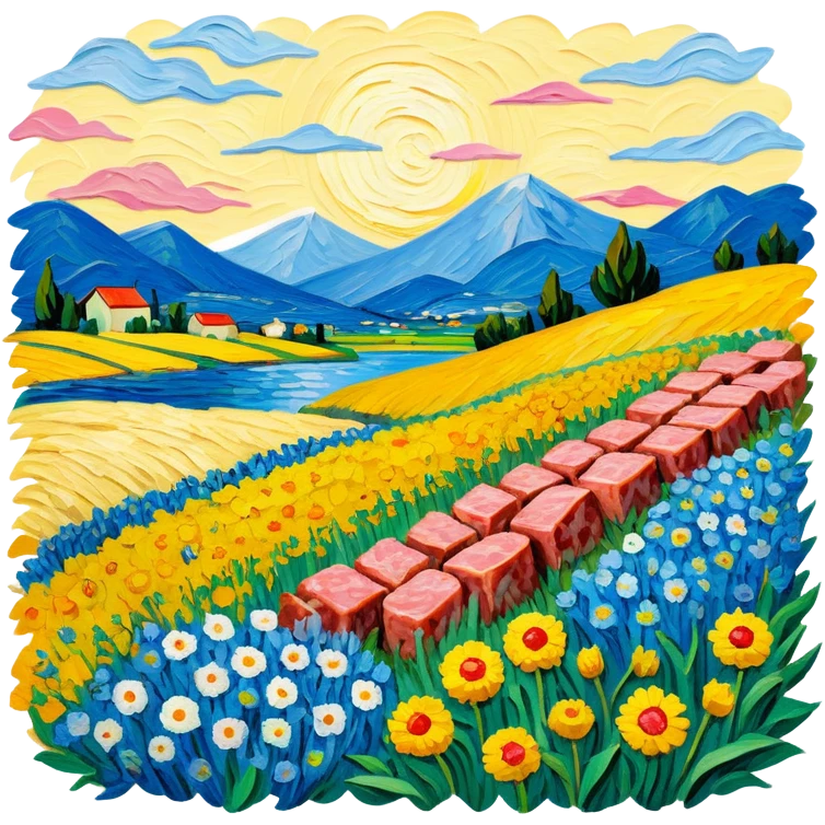 van gogh style abstract SPAM  meat flowers landscape emoji