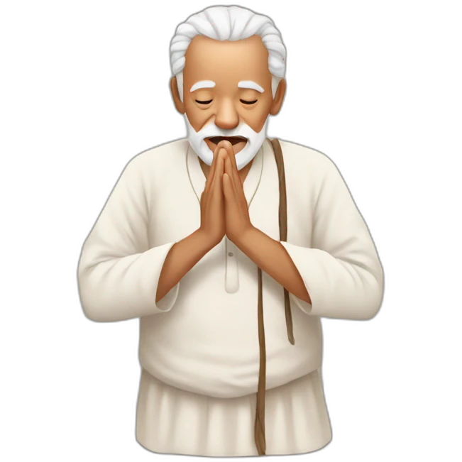 old man with traditional paghadi doing namaste emoji