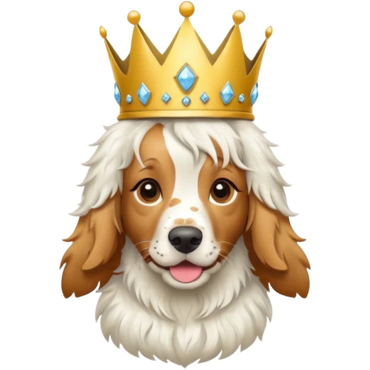 English setter wearing a princess crown emoji