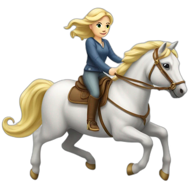 Une blonde sur une licorne ailée  emoji