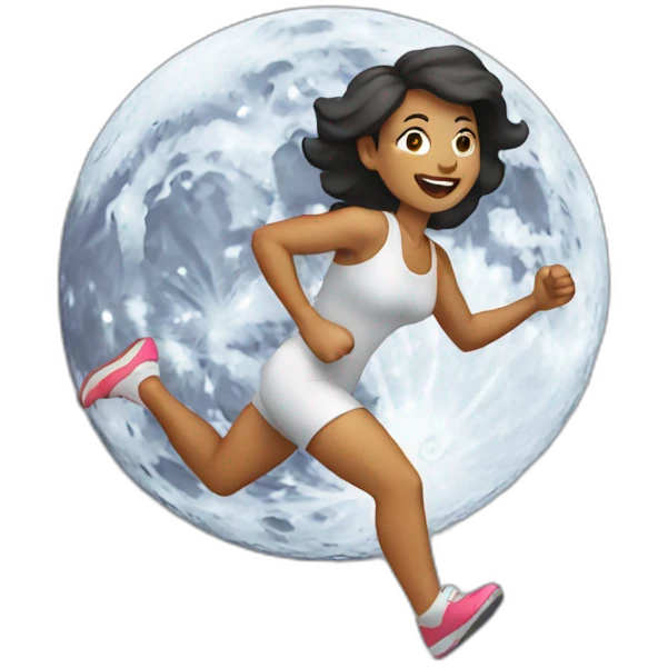 woman running on the moon emoji