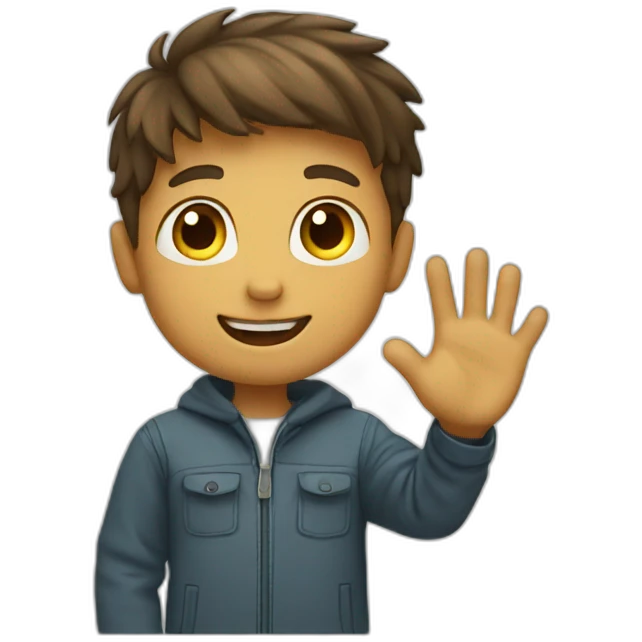boy waving hi emoji