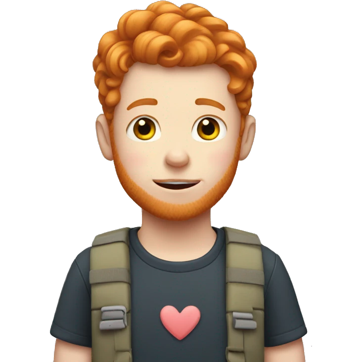 Ginger boy with hearts emoji
