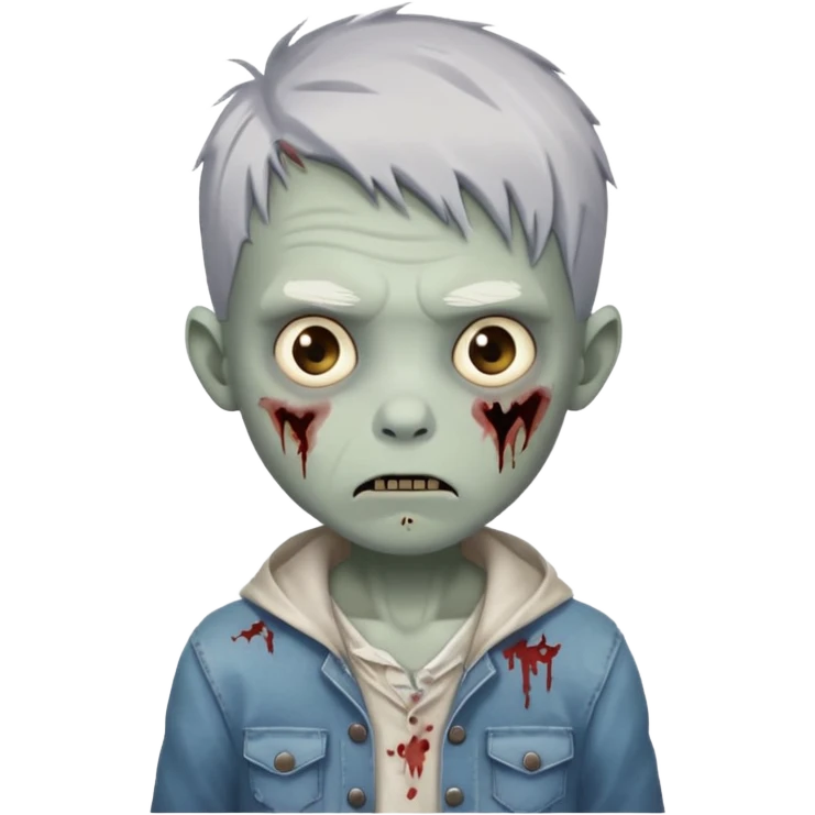 cute zombie boy with gray hair emoji