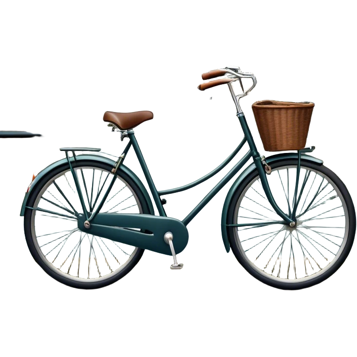 Cinematic Realistic image of a classic Dutch bicycle, rendered with sleek design details and finely textured components, set against an urban canal scene with soft, diffused daylight emoji