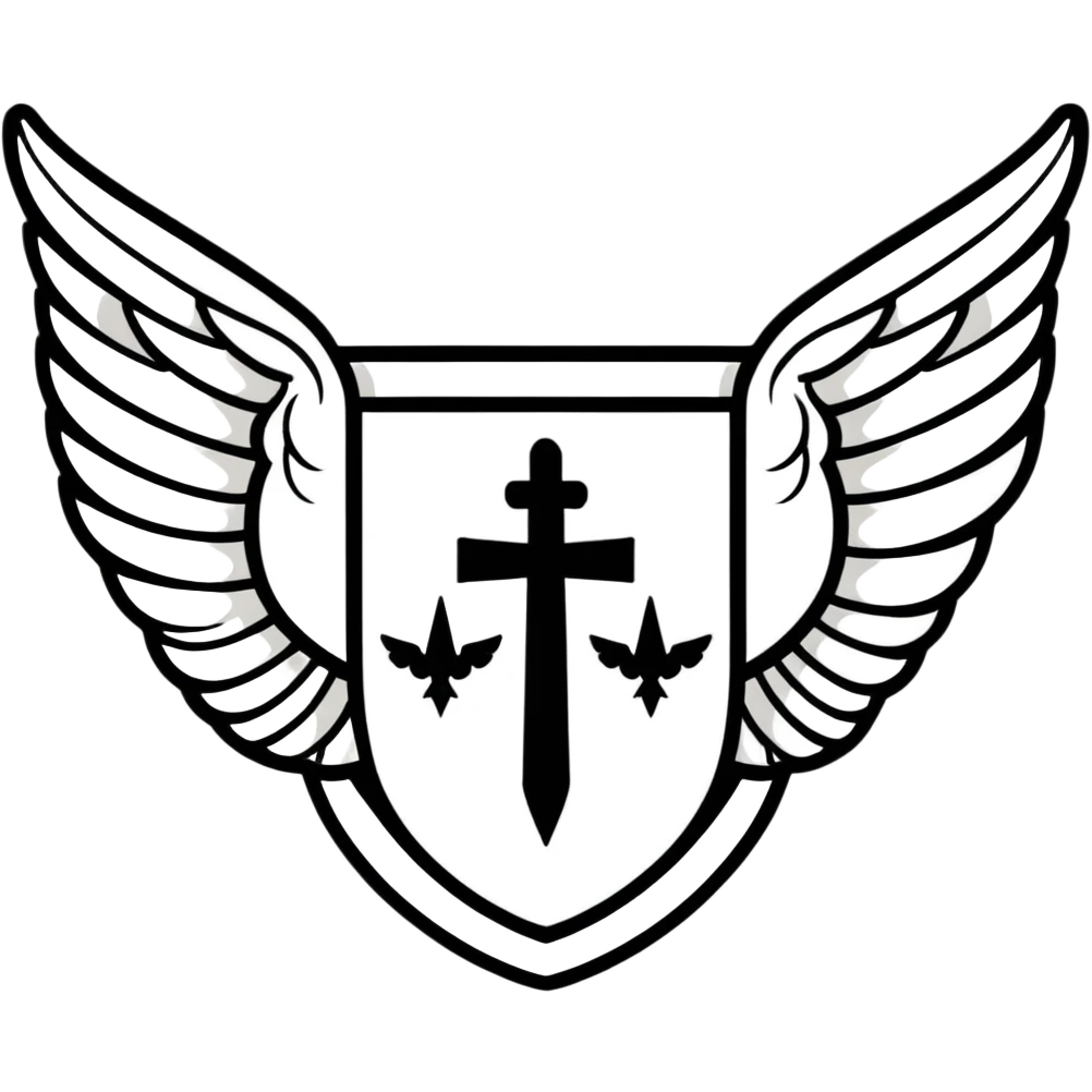 White heraldic emblem with wings emoji
