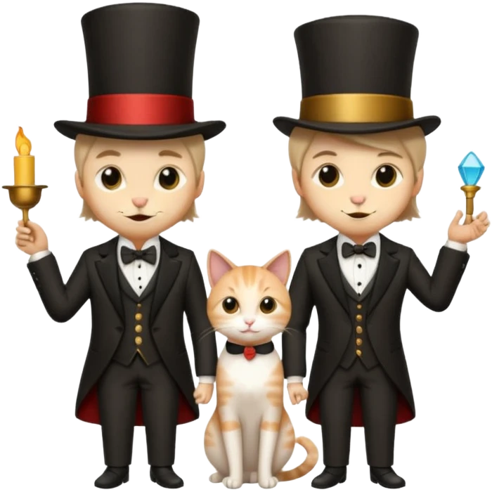 magician couple and their pet cat emoji
