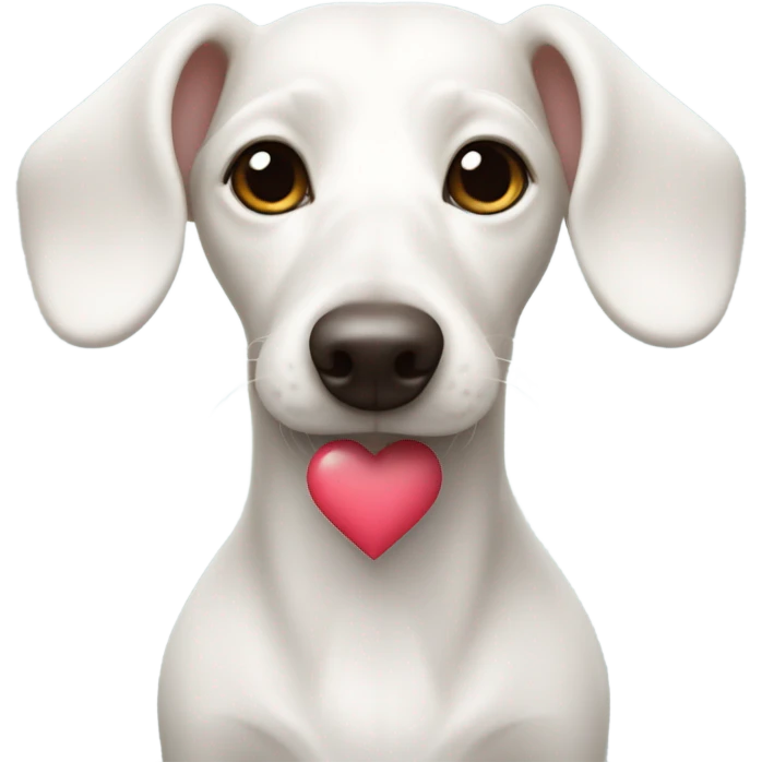 White dachshund with a heart  emoji