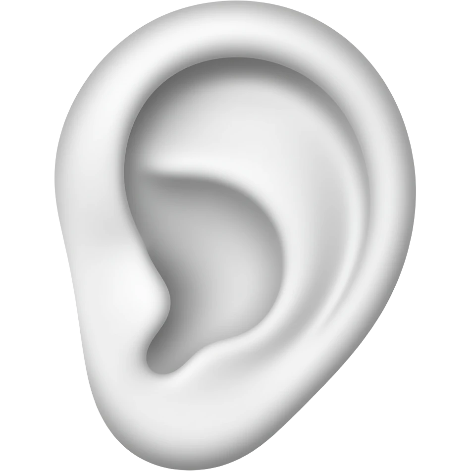 A little ear of a cartoon in black and white emoji