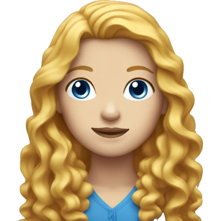 White ginger female with long wavy hair and blue eyes emoji