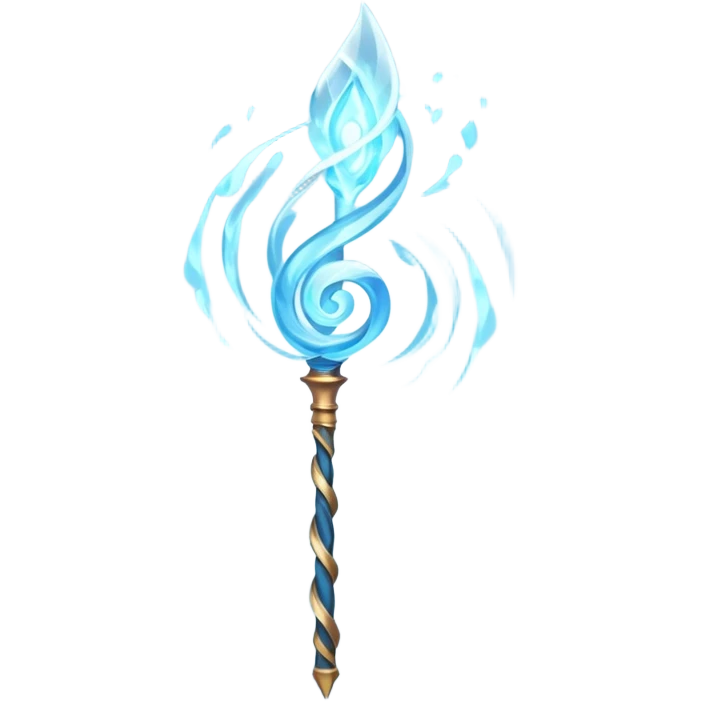 wind elemental staff object icon, fantasy magic staff, swirling wind aura, light blue glow, floating air particles, elegant design, 3D cartoon, mobile game icon style, centered, clean background, soft shadow, no text, no watermark
 emoji