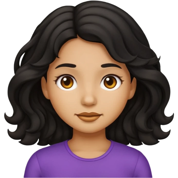 Girl emoji with black wavy hair and tan skin emoji