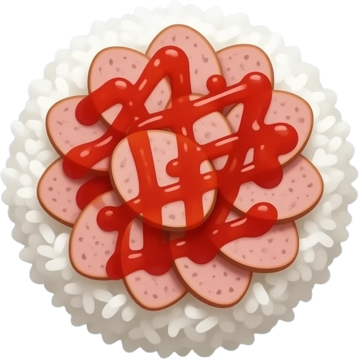 white rice and sausages with tomato sauce on a plate emoji