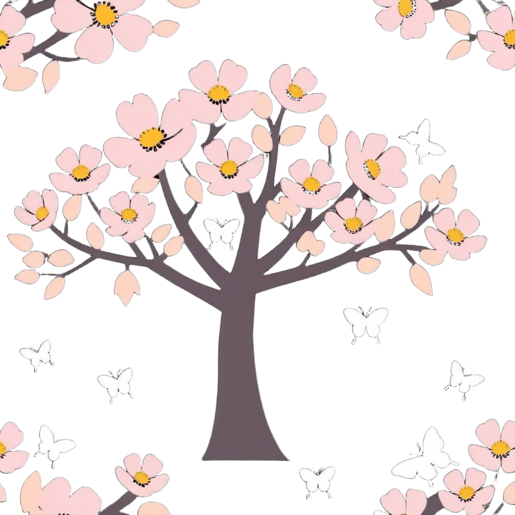 blooming tree with butterflies emoji