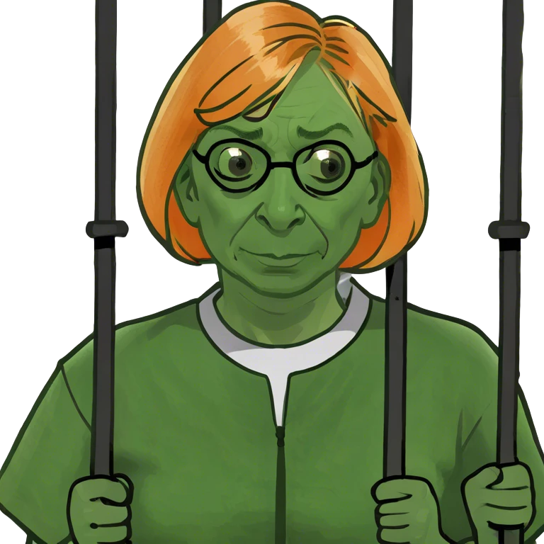 Gov Janet mills arrested in an orange jumpsuit behind bars make her more realistic and wrinkled  emoji