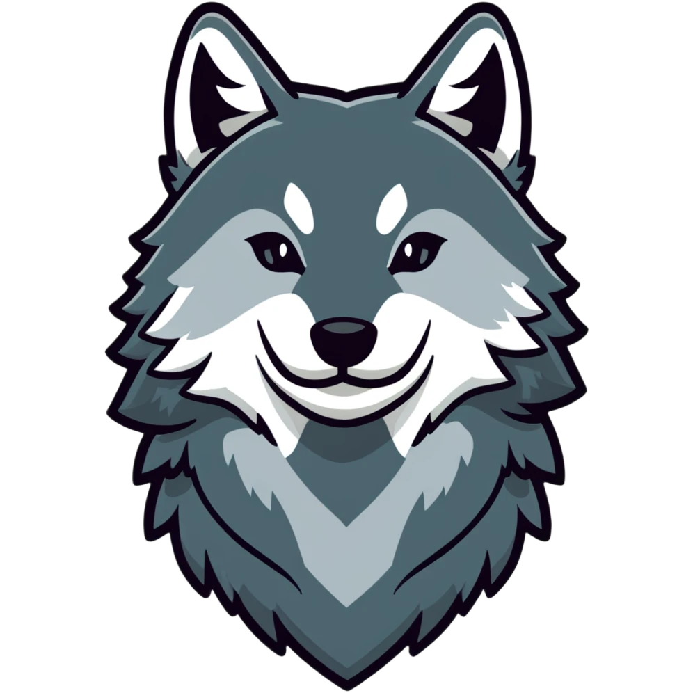 gray wolf face, front view emoji