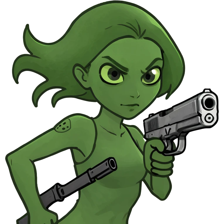 A girl with a gun running  emoji