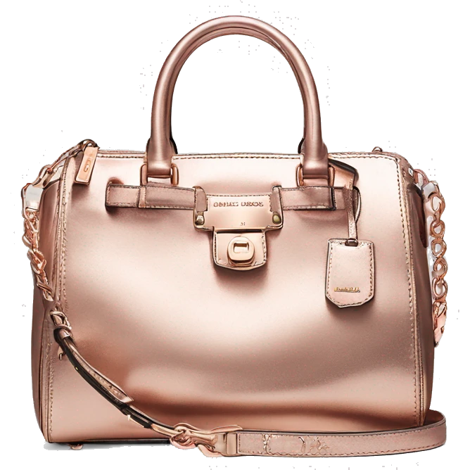 Realistic metallic rose gold michael kors satchel purse.  emoji