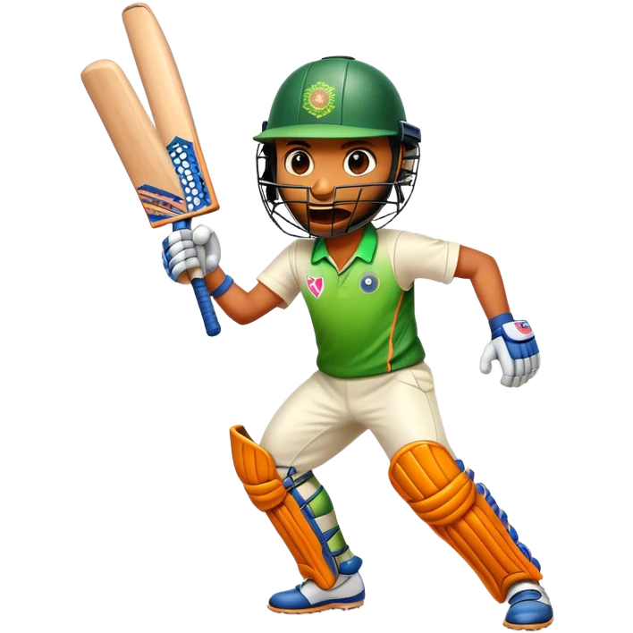 Cinematic Realistic Cricket Pop Culture Emoji, depicted with a dynamic, action‚Äêpacked scene capturing the spirit of India's beloved sport rendered with vibrant textures and energetic lighting. emoji