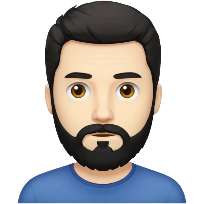 Hombre blanco con barba negra despeinado emoji