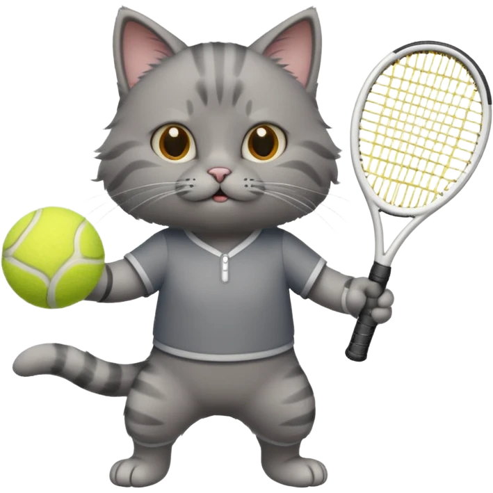 gray cat playing tenis emoji