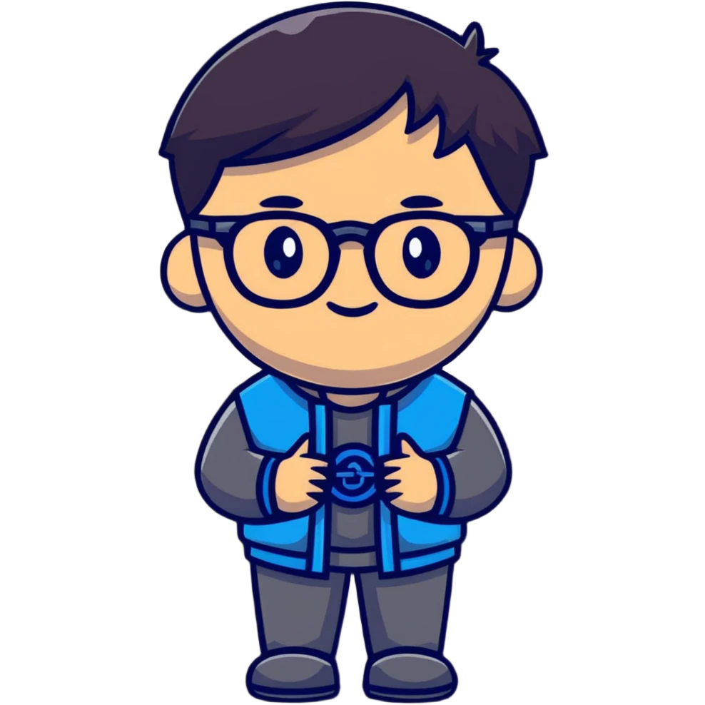 Casual Asian male character with glasses and stylish outfit emoji