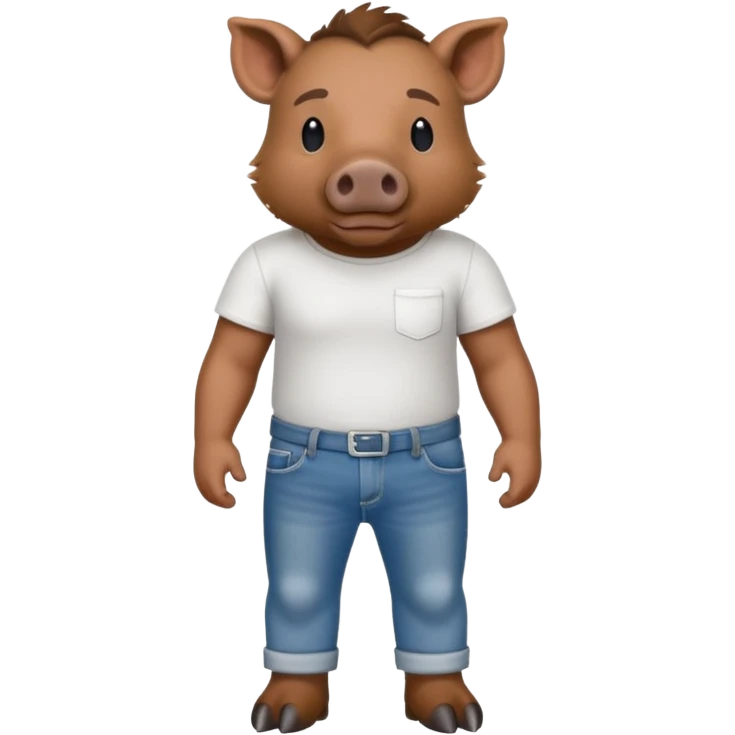 CINGHIALE CON MAGLIETTA BIANCA E JEANS emoji