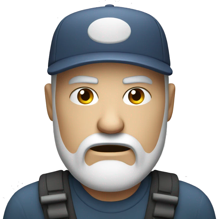 Angry bald white man with a beard and cap emoji