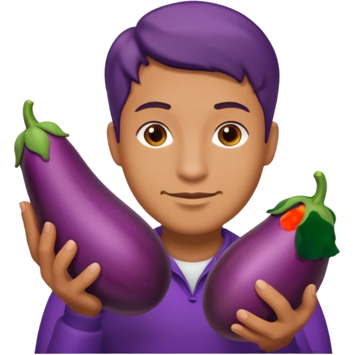 Guy holding eggplant  emoji