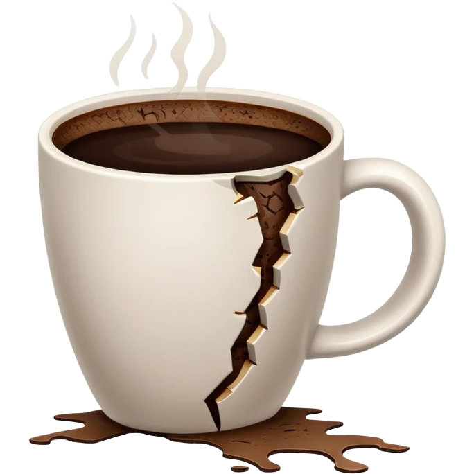broken coffee cup with cracks and spilled coffee emoji