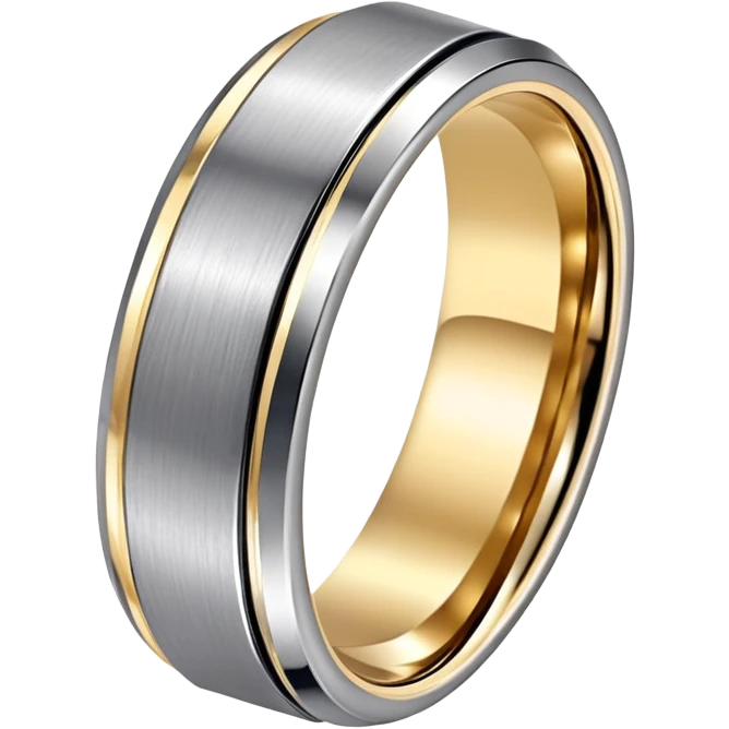Tungsten ring with silver in the middle and gold on outside emoji