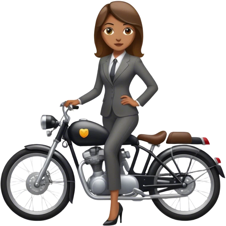 Business woman with a suite with long pants on a bike emoji
