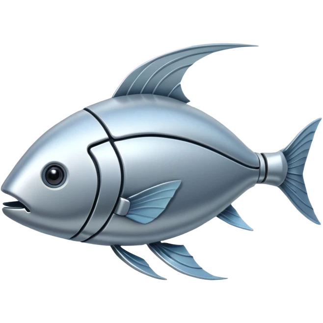the flat side view of a robotic fictional fish emoji