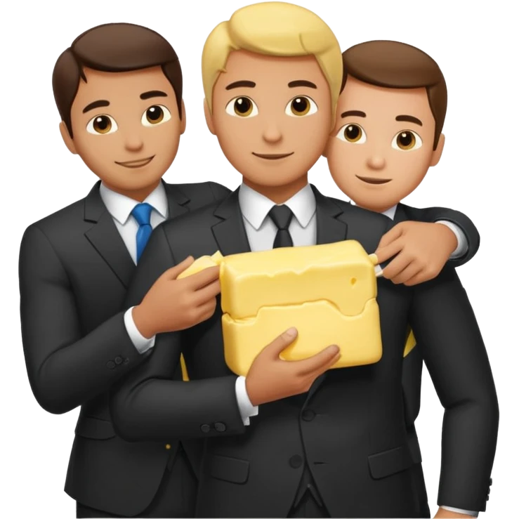 I man handsome puts butter on another man‘S back They are wearing suits emoji