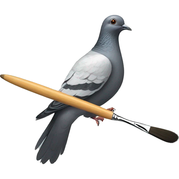 pigeon painting with a brush emoji
