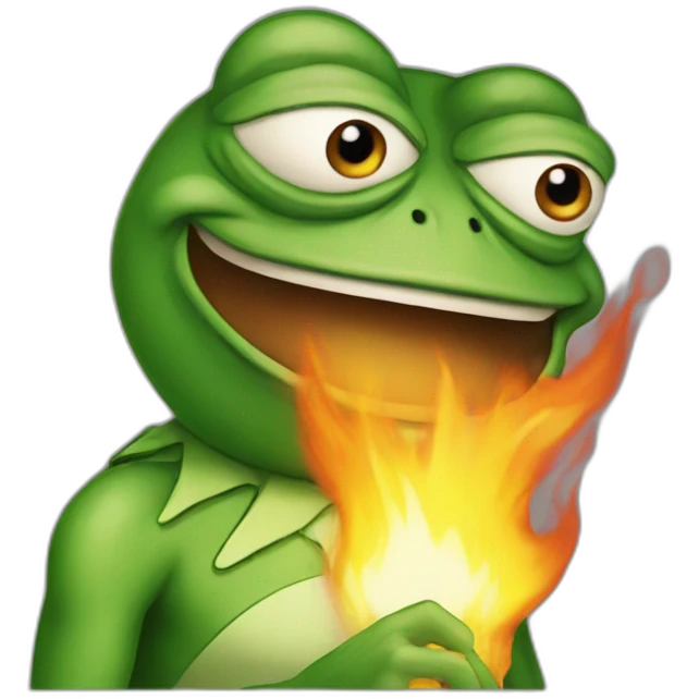 pepe frog on fire emoji