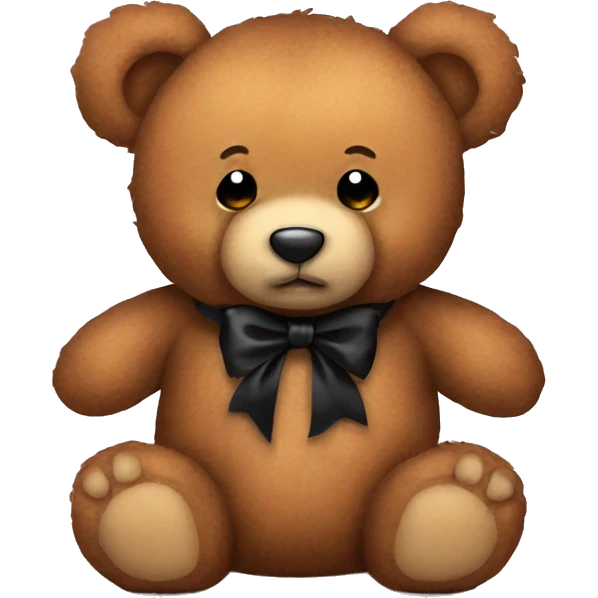 Cute brown teddy bear with black bow emoji