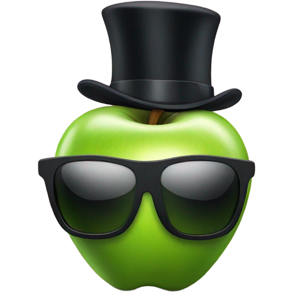 Apple with top hat and sunglasses emoji