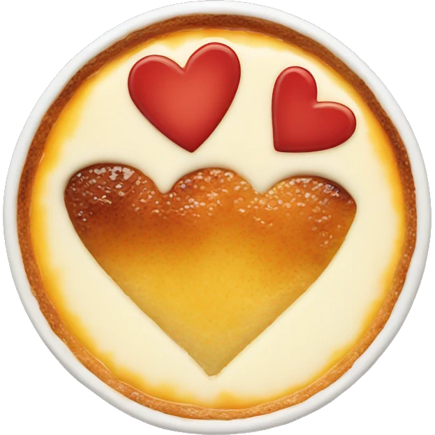 Crème brûlée with heart design emoji