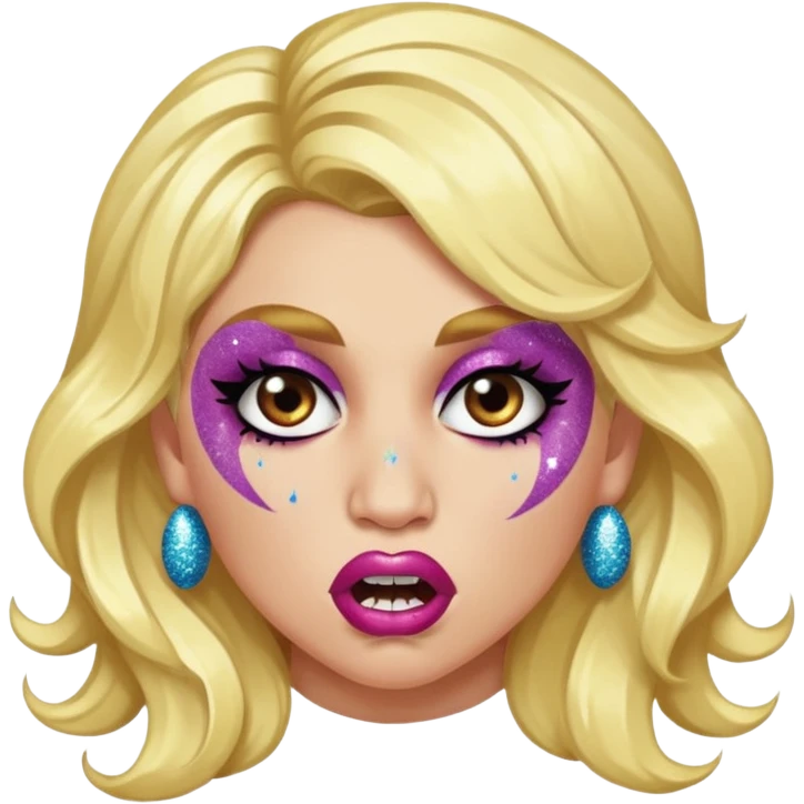 kesha with glitter making a snarling lip curl face emoji