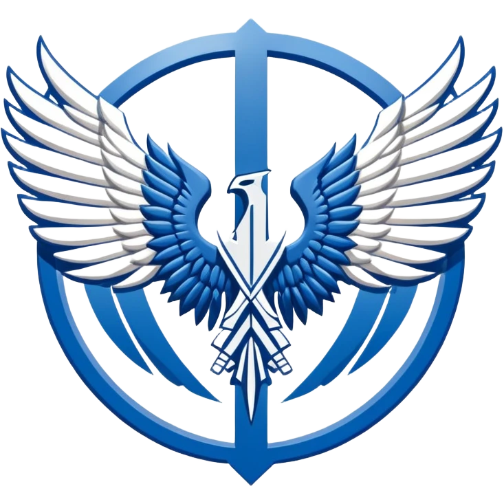 Wings of Freedom logo from Attack on Titan, overlapping blue and white wings, Survey Corps emblem emoji