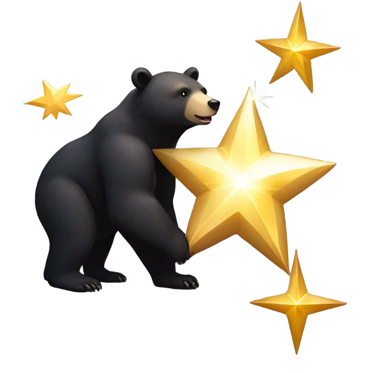 Black bear hugging star emoji