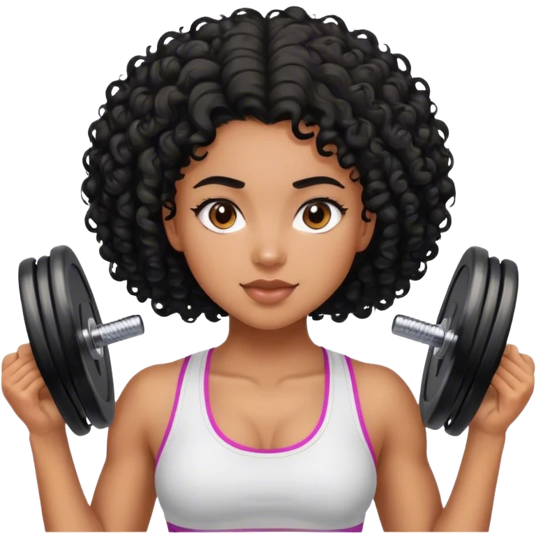 Mixraced girl with curly black hair at the gym emoji