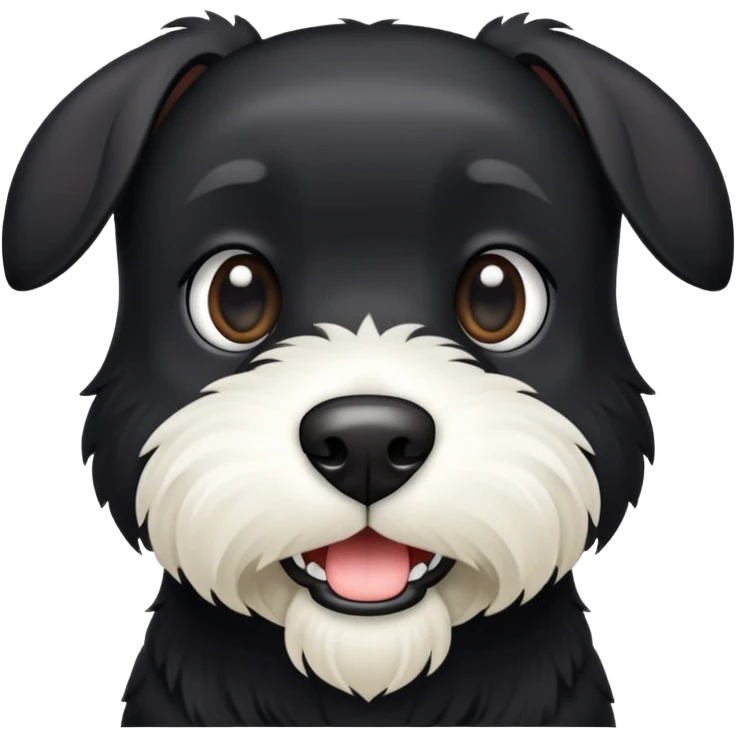 Black terrier with white mouth and ears standing up emoji
