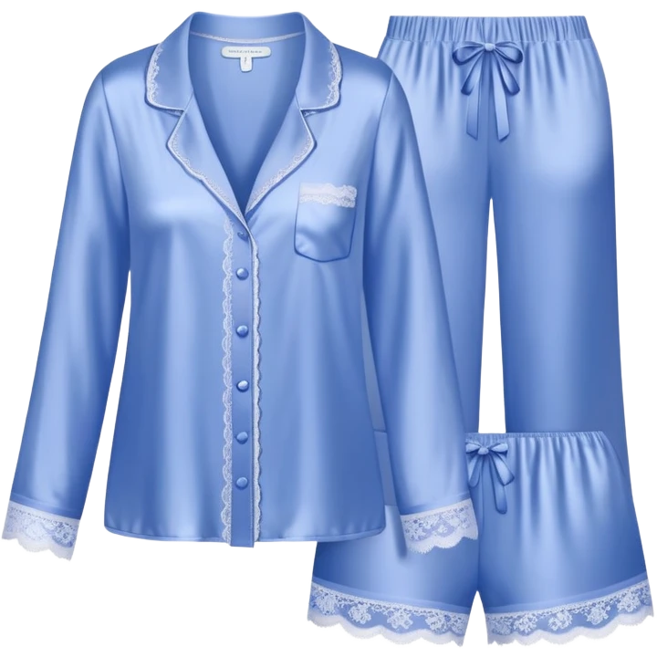 Periwinkle silk lace-trim pajama set emoji