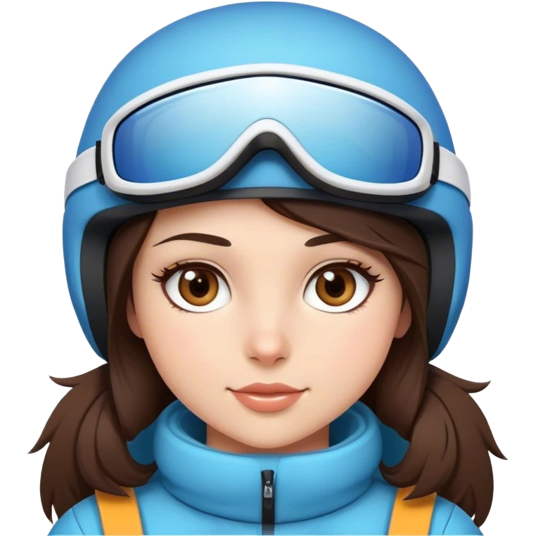 Pretty brunette with light brown eyes skiing and wearing cute snow gear emoji