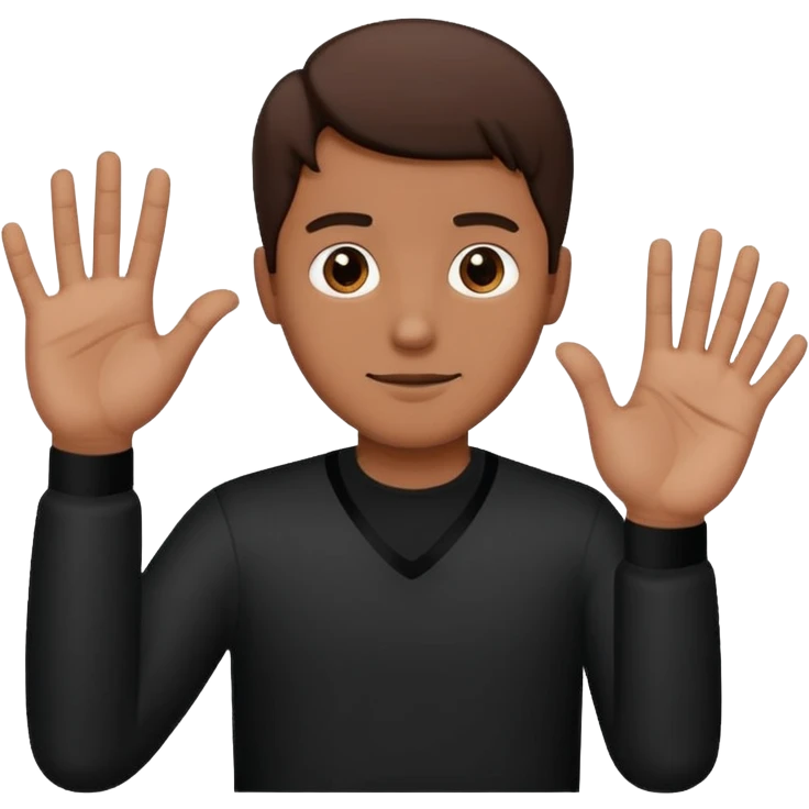Un homme habillé en noir qui fait le signe 4 avec ça main  emoji