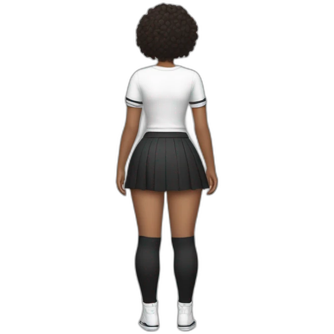 full-body-back-view-curvy-фигуристка-black-lifted skirt white-knickers and long socks emoji