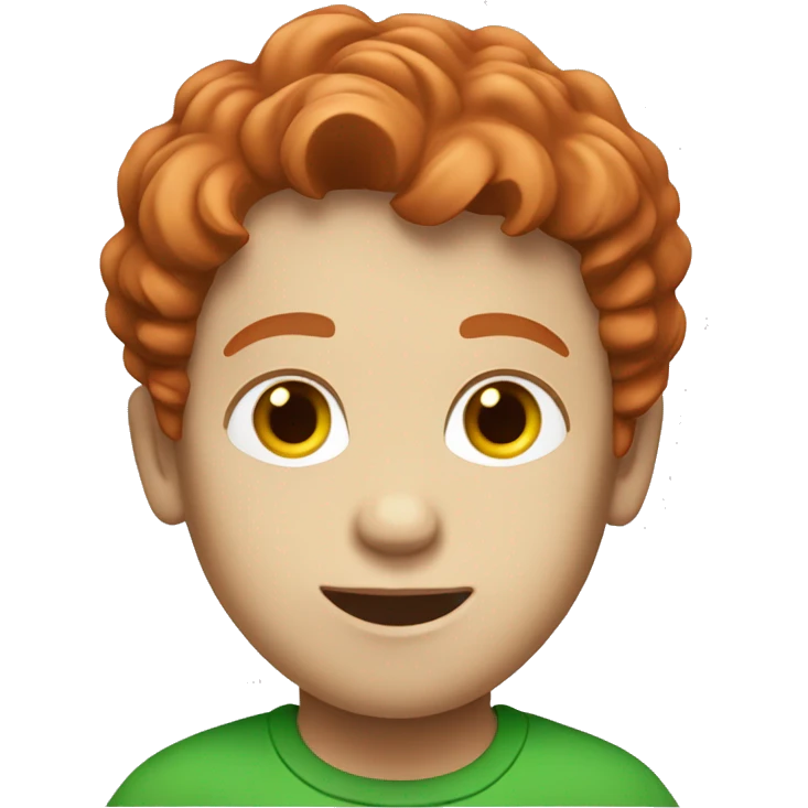 Boy with wavy red hair, white skin and green t-shirt emoji