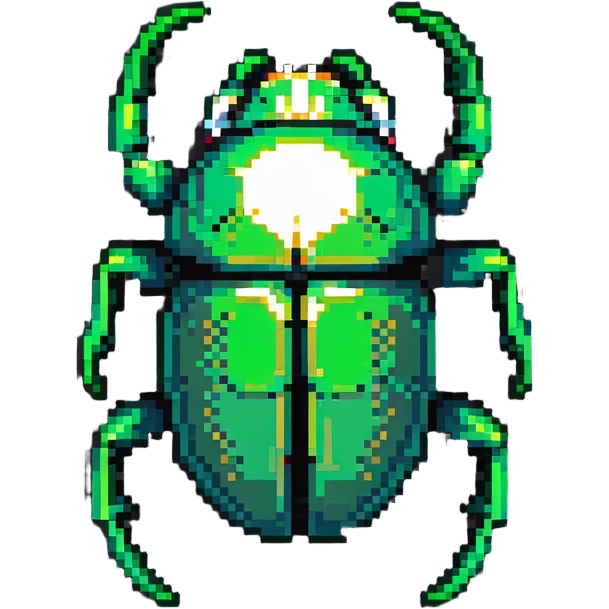 green shiny scarab with a skull as its body emoji